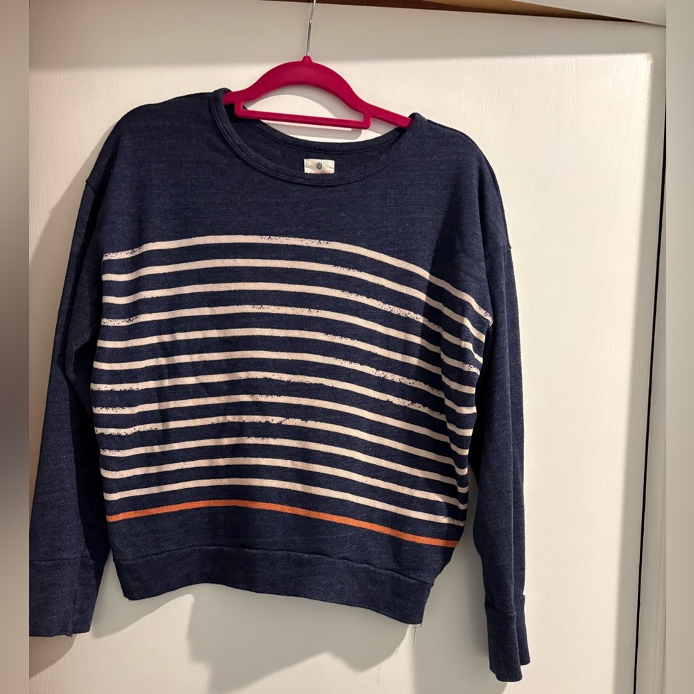 Sundry Navy and Cream Sweater with Orange Detail